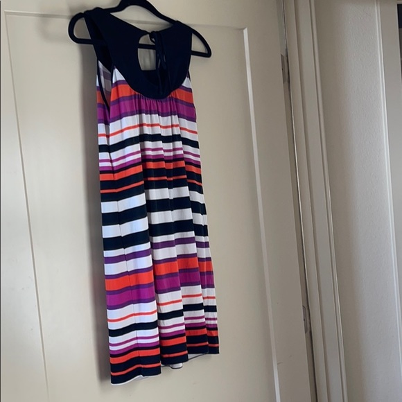 Stripe sheath Sleeveless Shift Dress With Keyhole Sz L - Picture 2 of 4